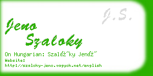 jeno szaloky business card